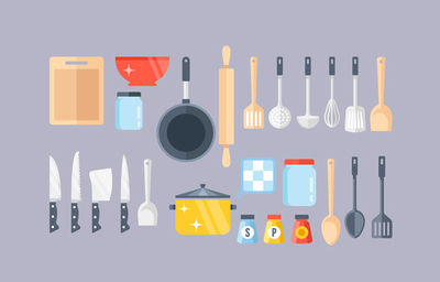 厨房用具刀具勺子锅具素材设计